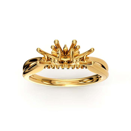 18K Yellow Gold Round Multi Stone Ring Mounting