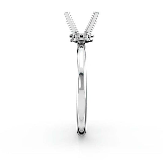 14K White Gold 6.5mm Round Halo Stone Ring Mounting