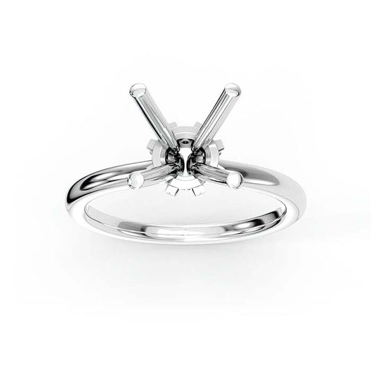 14K White Gold 6.5mm Round Halo Stone Ring Mounting