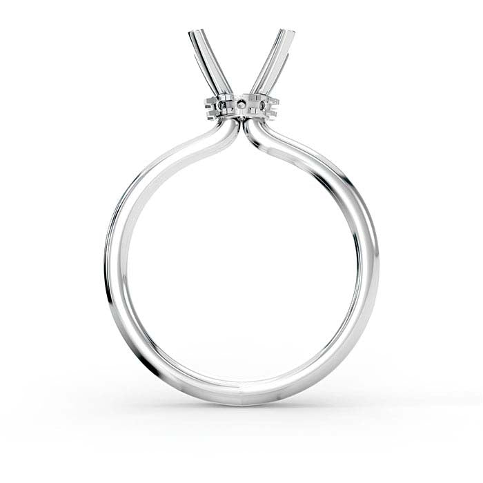 14K White Gold 6.5mm Round Halo Stone Ring Mounting