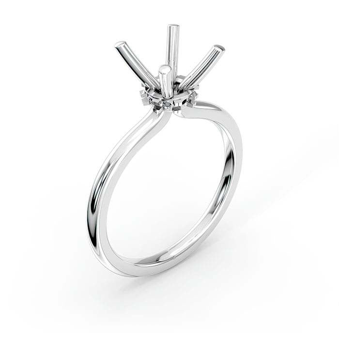 14K White Gold 6.5mm Round Halo Stone Ring Mounting
