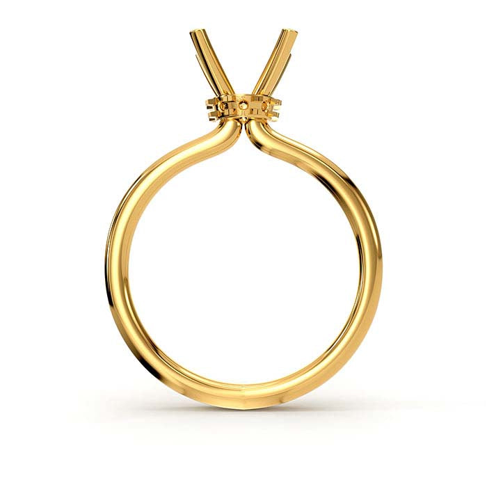 14K Yellow Gold 6.5mm Round Halo Stone Ring Mounting