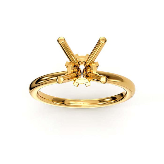 14K Yellow Gold 6.5mm Round Halo Stone Ring Mounting