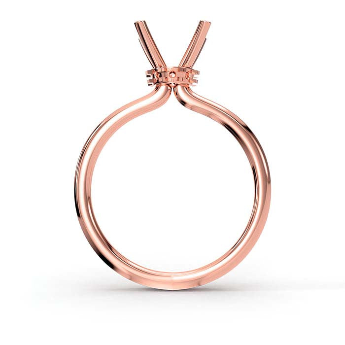 18K Rose Gold 6.5mm Round Halo Stone Ring Mounting