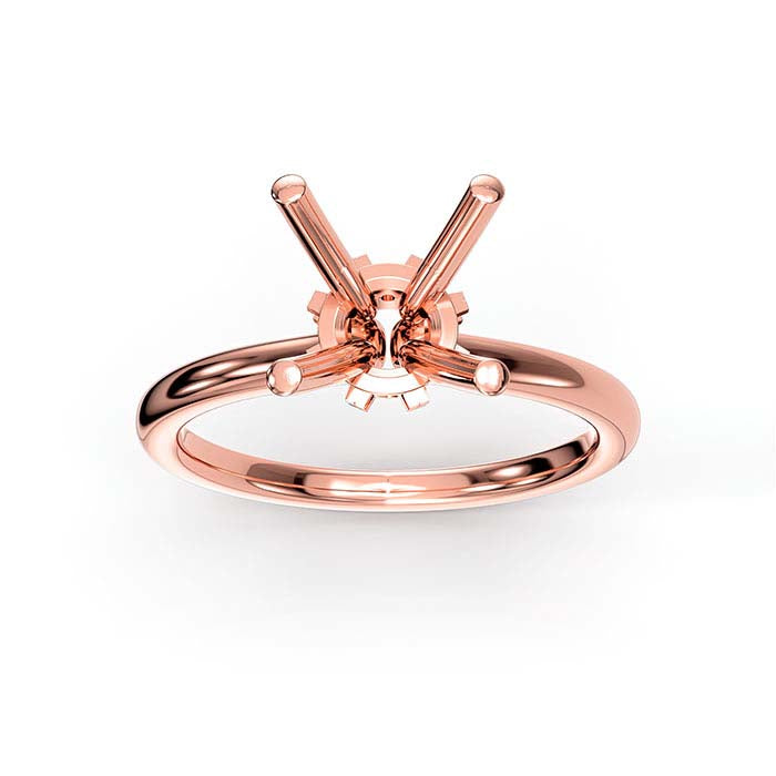 18K Rose Gold 6.5mm Round Halo Stone Ring Mounting
