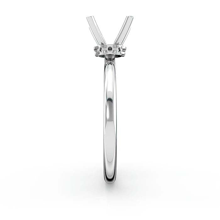 18K White Gold 6.5mm Round Halo Stone Ring Mounting