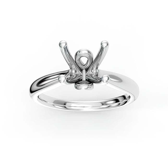 14K White Gold 8mm Round Solitaire Stone Ring Mounting