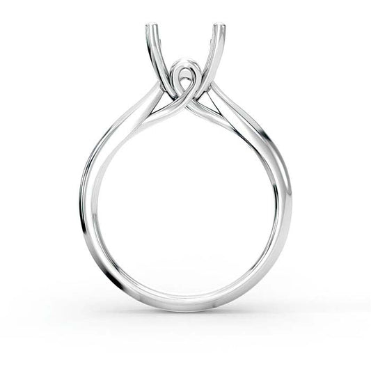 14K White Gold 8mm Round Solitaire Stone Ring Mounting