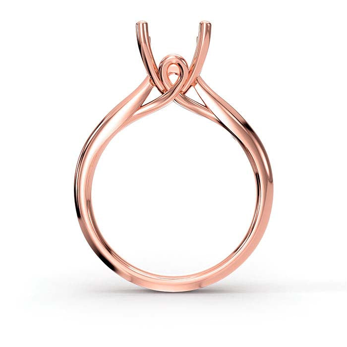 18K Rose Gold 8mm Round Solitaire Stone Ring Mounting