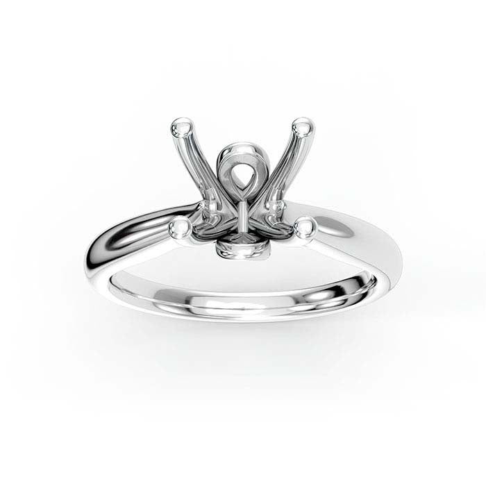 18K White Gold 8mm Round Solitaire Stone Ring Mounting