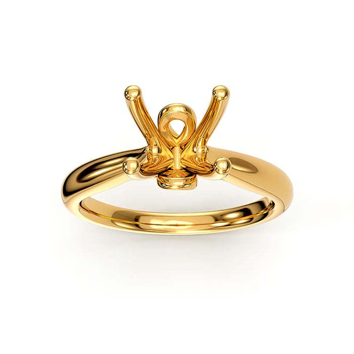 18K Yellow Gold 8mm Round Solitaire Stone Ring Mounting