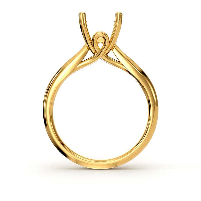 18K Yellow Gold 8mm Round Solitaire Stone Ring Mounting