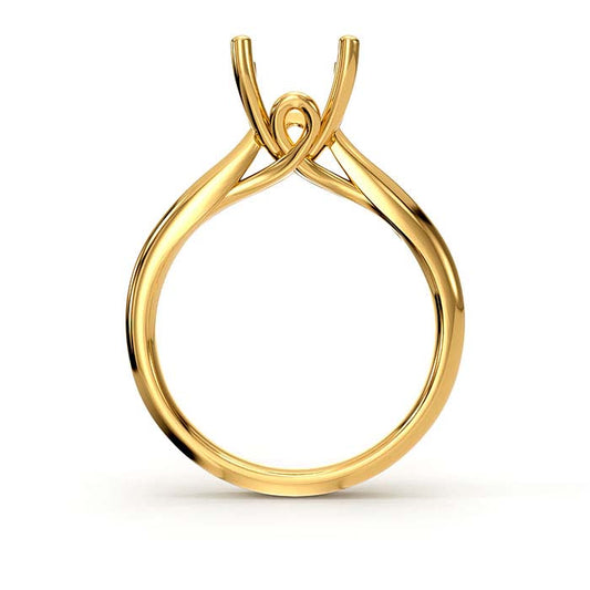 18K Yellow Gold 8mm Round Solitaire Stone Ring Mounting