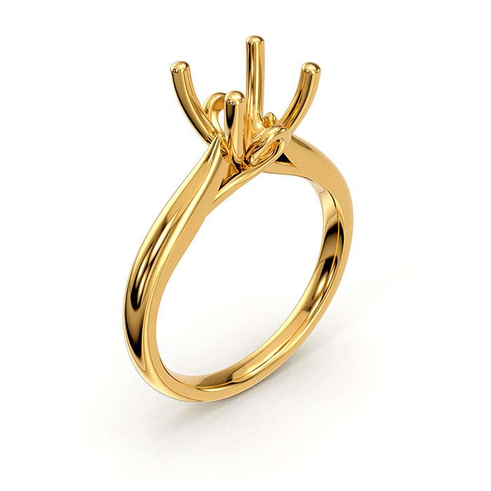 18K Yellow Gold 8mm Round Solitaire Stone Ring Mounting