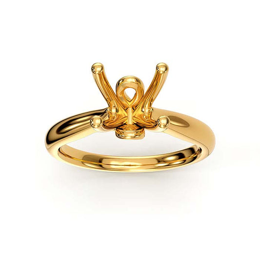 18K Yellow Gold 8mm Round Solitaire Stone Ring Mounting