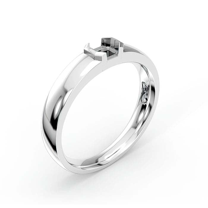 14K White Gold 5 x 4mm Emerald-Cut Solitaire Stone Ring Mounting