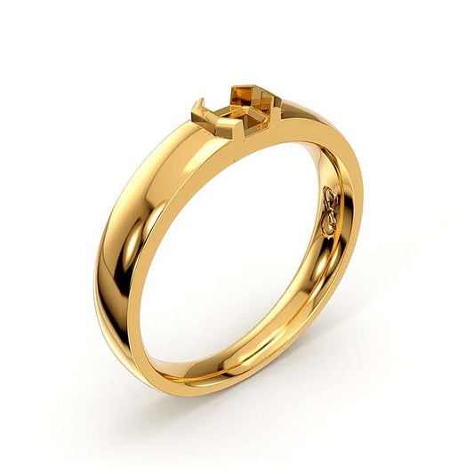 14K Yellow Gold 5 x 4mm Emerald-Cut Solitaire Stone Ring Mounting