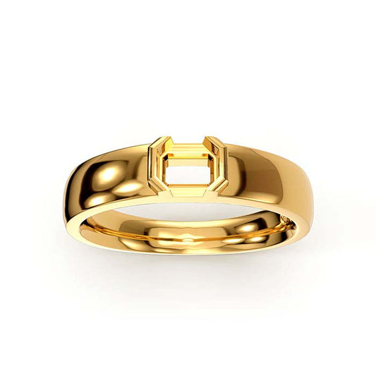 14K Yellow Gold 5 x 4mm Emerald-Cut Solitaire Stone Ring Mounting