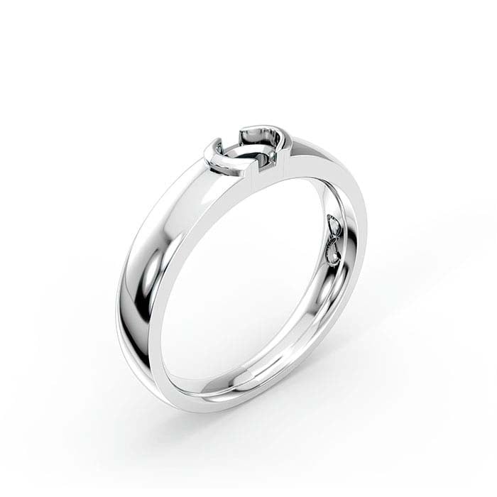 14K White Gold 5 x 4mm Oval Solitaire Stone Ring Mounting