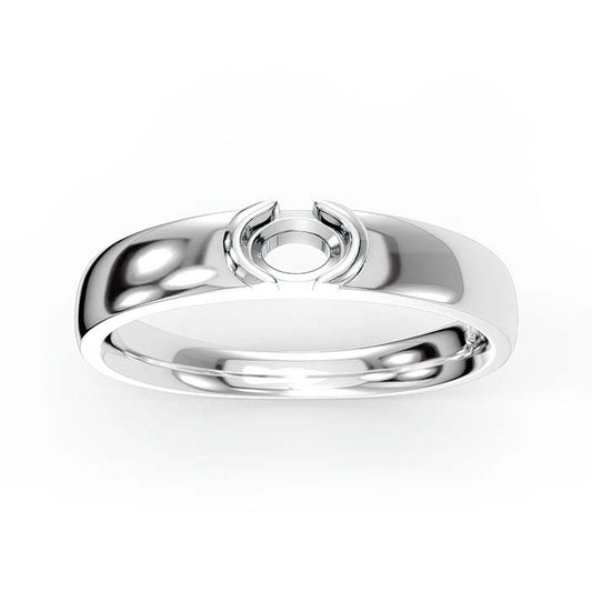 14K White Gold 5 x 4mm Oval Solitaire Stone Ring Mounting