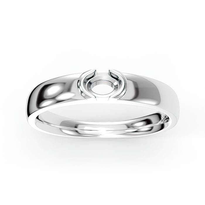 18K White Gold 5 x 4mm Oval Solitaire Stone Ring Mounting