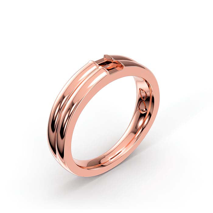 18K Rose Gold 3 x 2mm Baguette Stone Ring Mounting