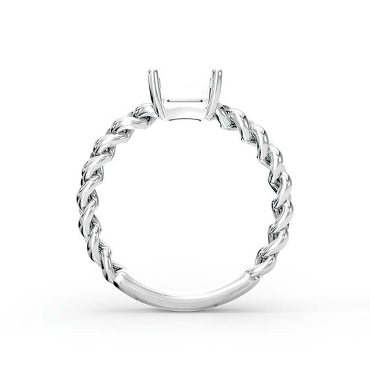 14K White Gold 7 x 5mm Emerald-Cut Stone Ring Mounting