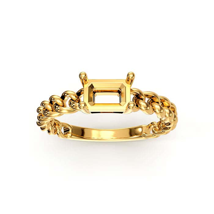 14K Yellow Gold 7 x 5mm Emerald-Cut Stone Ring Mounting