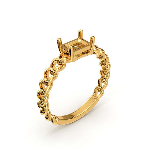 14K Yellow Gold 7 x 5mm Emerald-Cut Stone Ring Mounting