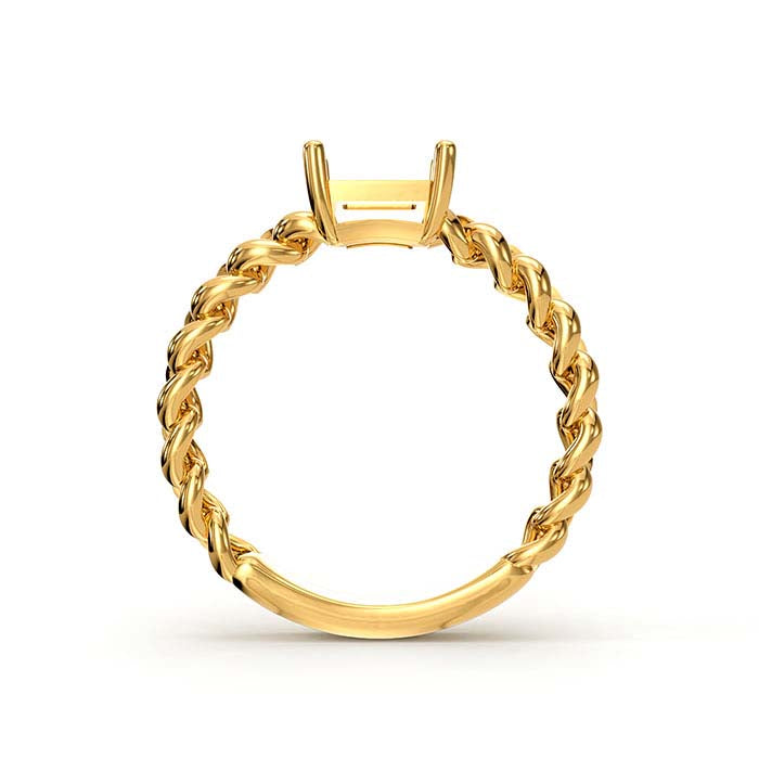 18K Yellow Gold 7 x 5mm Emerald-Cut Stone Ring Mounting