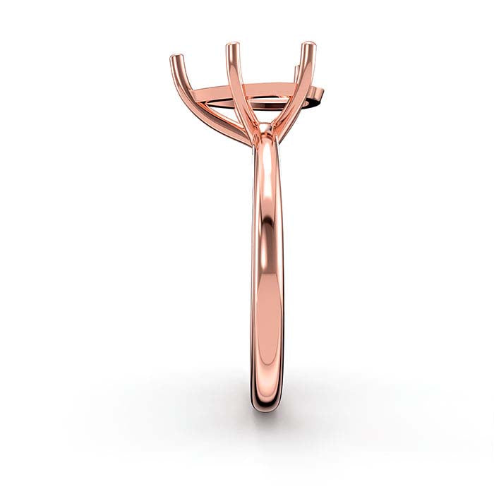 18K Rose Gold 12 x 7.5mm Pear Solitaire Stone Ring Mounting