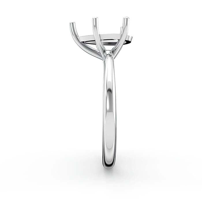 18K White Gold 12 x 7.5mm Pear Solitaire Stone Ring Mounting