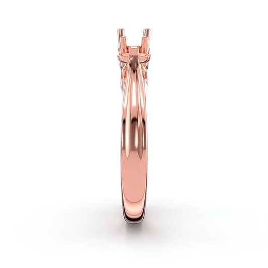 14K Rose Gold Round & Oval Stone Ring Mounting