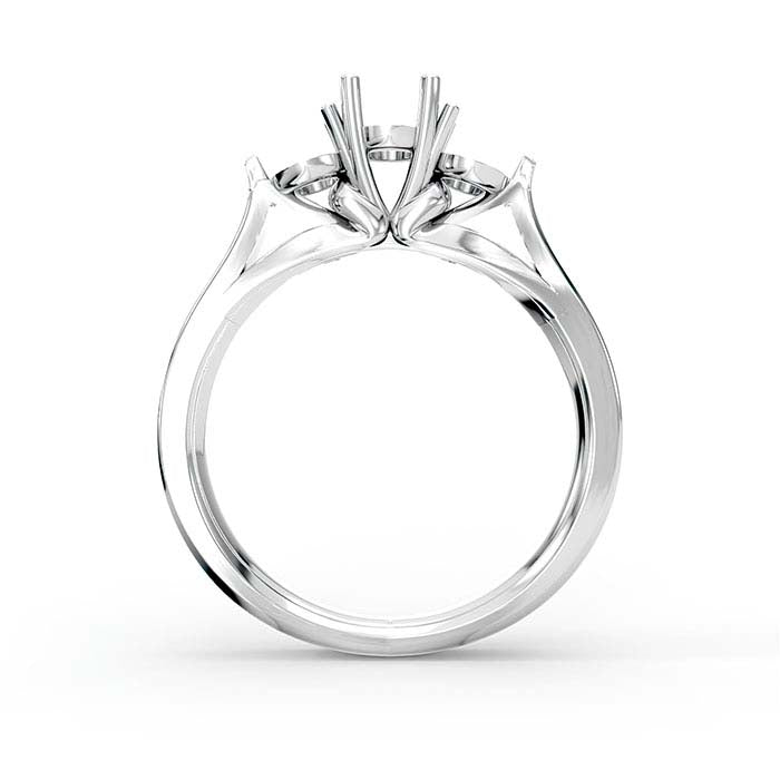 Montatura per Anello con Pietra Rotonda e Ovale in Oro Bianco 14K