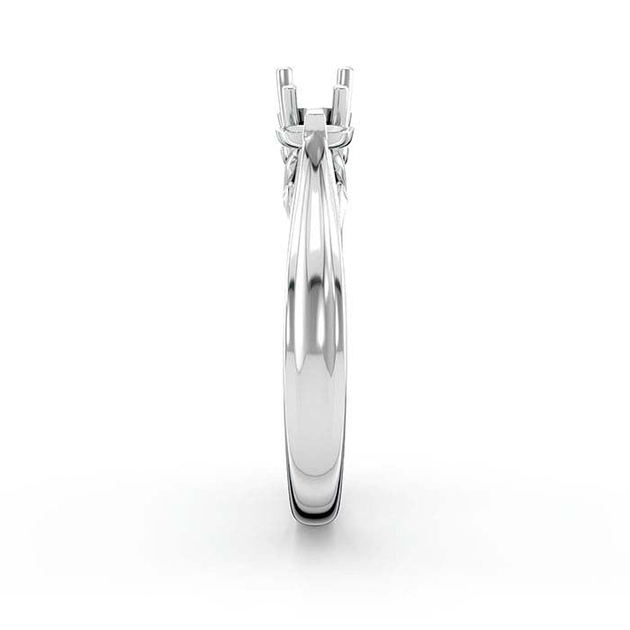 Montatura per Anello con Pietra Rotonda e Ovale in Oro Bianco 14K