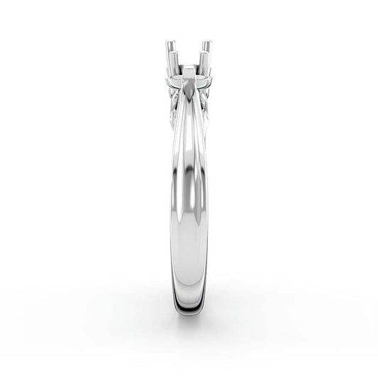 14K White Gold Round & Oval Stone Ring Mounting