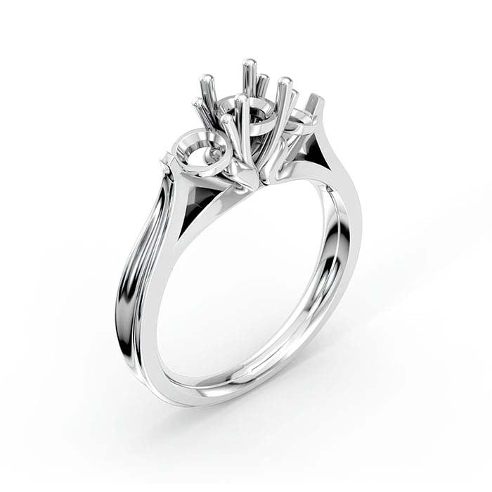 Anillo de oro blanco de 14 quilates con montura de piedra redonda y ovalada