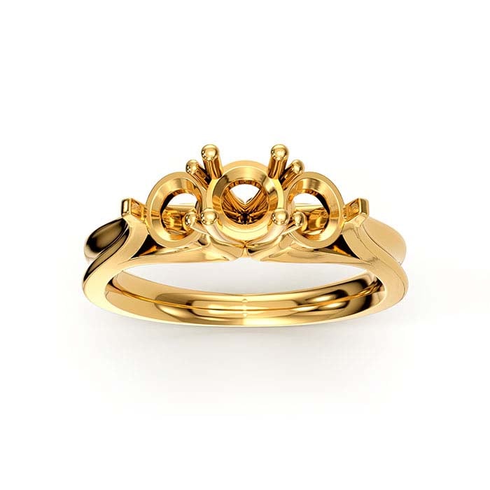 Monture de bague en or jaune 14 carats pour pierre ronde et ovale