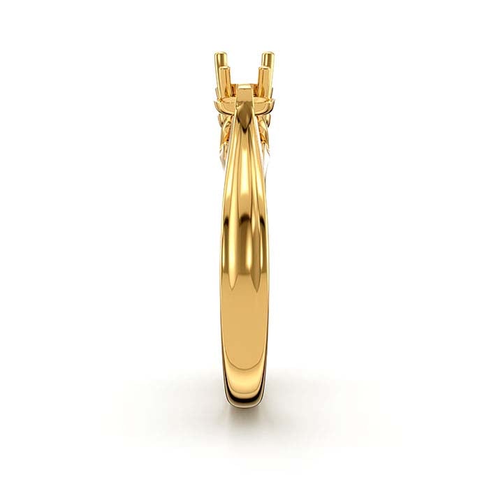 Monture de bague en or jaune 14 carats pour pierre ronde et ovale