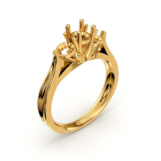 14K Yellow Gold Round & Oval Stone Ring Mounting