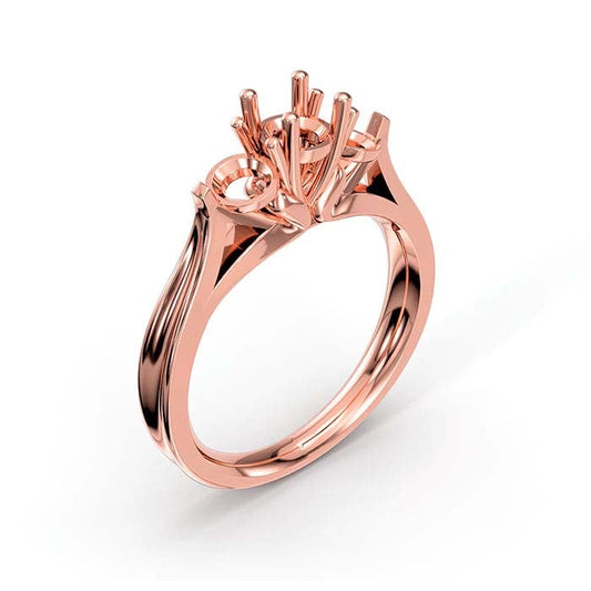 18K Rose Gold Round & Oval Stone Ring Mounting