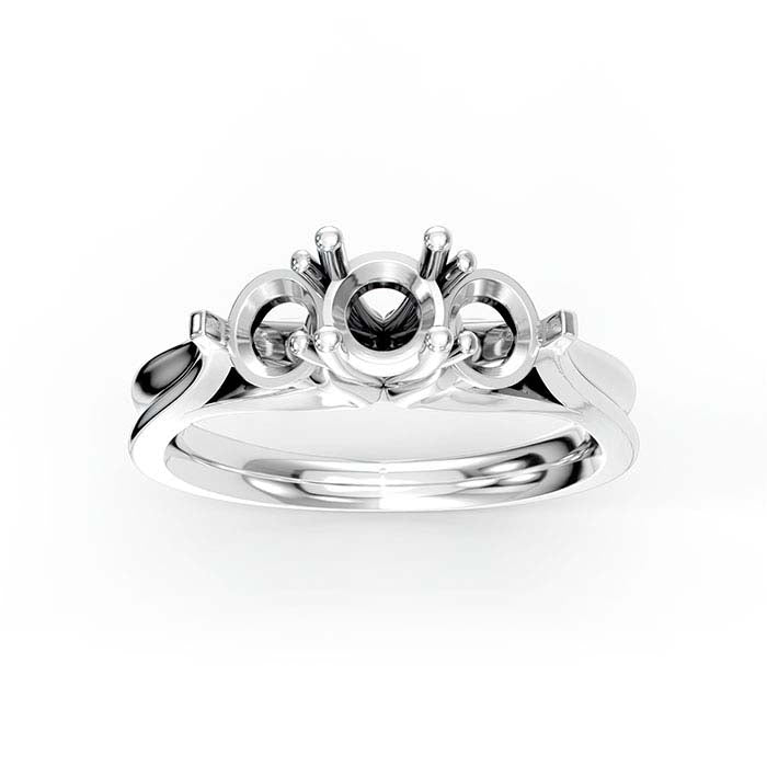 18K White Gold Round & Oval Stone Ring Mounting