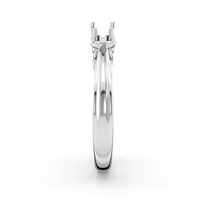 18K White Gold Round & Oval Stone Ring Mounting