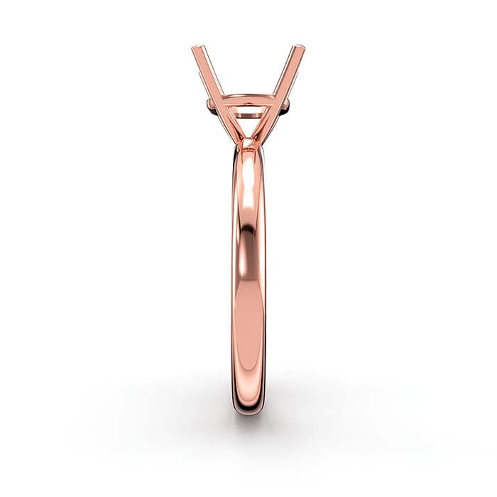 14K Rose Gold 6.5mm Round Basket Solitaire Stone Ring Mounting