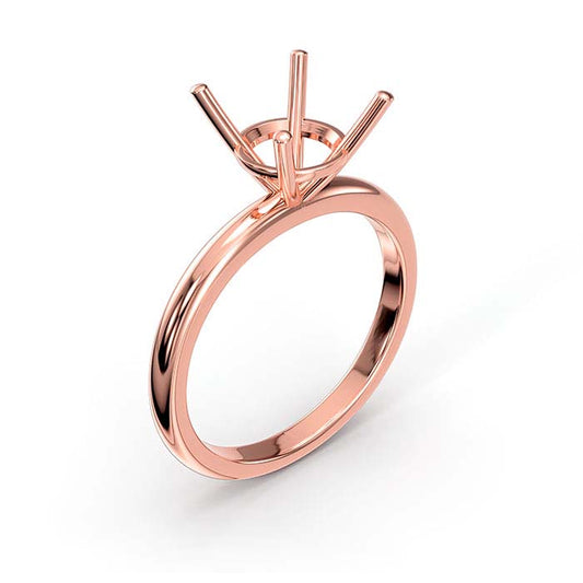 14K Rose Gold 6.5mm Round Basket Solitaire Stone Ring Mounting