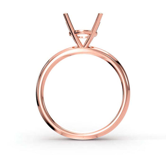 14K Rose Gold 6.5mm Round Basket Solitaire Stone Ring Mounting