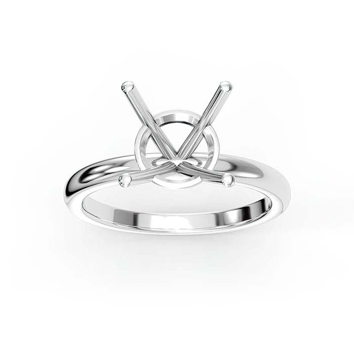 14K White Gold 6.5mm Round Basket Solitaire Stone Ring Mounting