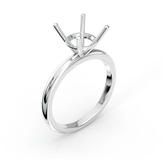 14K White Gold 6.5mm Round Basket Solitaire Stone Ring Mounting
