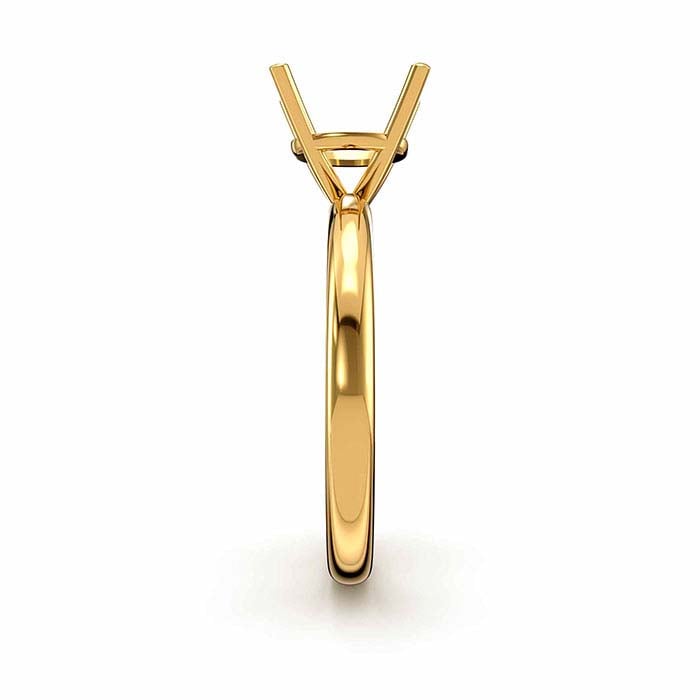 14K पीला सोना 6.5mm गोल बास्केट सोलिटेयर स्टोन रिंग माउंटिंग