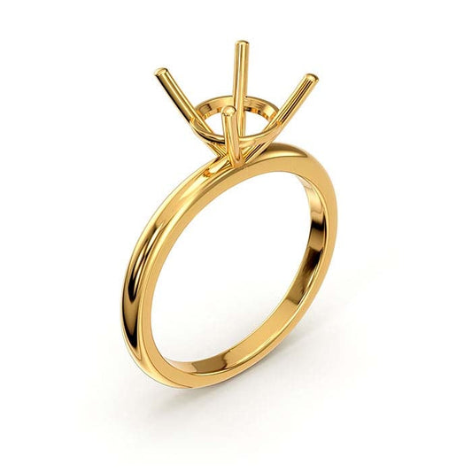 14K Yellow Gold 6.5mm Round Basket Solitaire Stone Ring Mounting